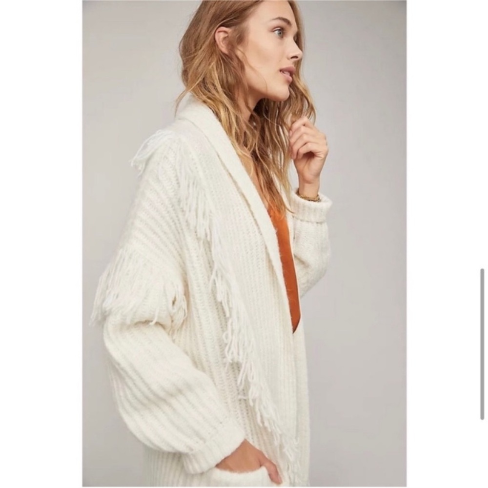 Anthropologie White Chunky Knit Cardigan Sweater - Picture 2 of 9
